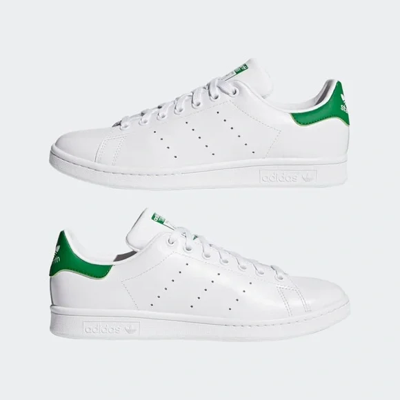 Stan Smith Adidas Women's White Sneakers with Green Accents NWT 9.5 - Picture 3 of 13